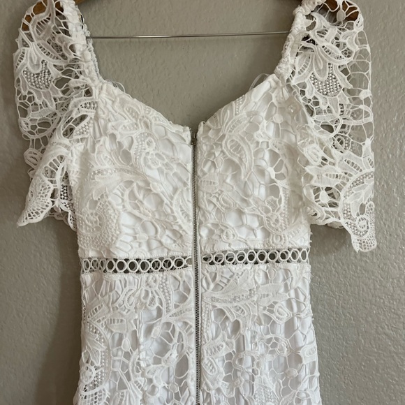 White Lace Ruffled Midi Dress Small - Picture 5 of 7